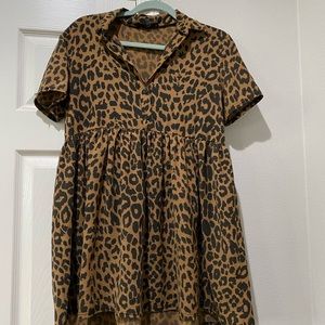 Missguided brown leopard smock dress